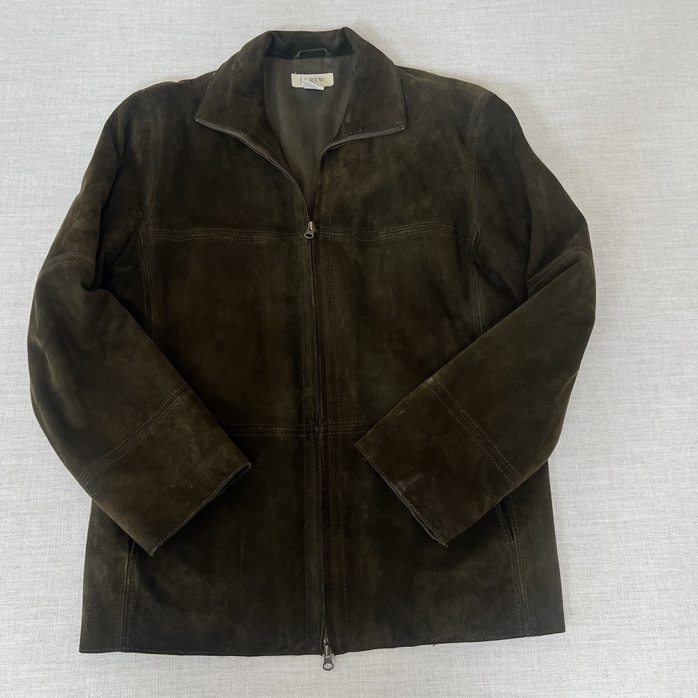J. CREW Large Vtg Leather Suede Dark Brown Mens Jacket